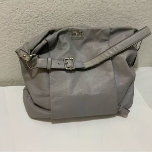 Coach Madison Isabelle Leather Hobo Purse Handbag Gray Crossbody 21224